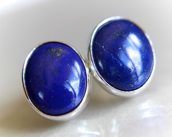 Lapis Lazuli Earrings, Lapis Lazuli Post Earrings, Boho Chic Earrings, Bold Earring, Boho Minimalist Post Earring, Everday Gemstone Earrings