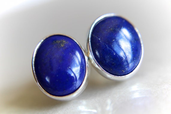Lapis Lazuli Earrings, Lapis Lazuli Post Earrings, Boho Chic Earrings, Bold Earring, Boho Minimalist Post Earring, Everday Gemstone Earrings