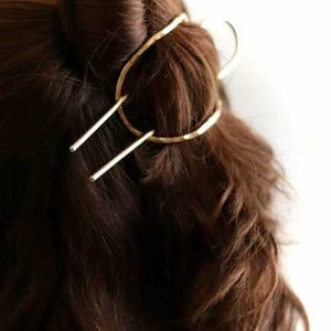 Gold Hair Slider Set, Simple Hair Stick, Bun Holder, Textured Hair Slider,Hair Pin,Simple Hair Pin,Minimalist Hair Fork Pin,Hair Accessories image 6