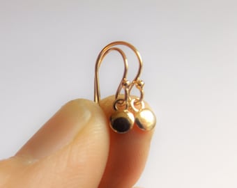 SALE Tiny Disc Earrings, Gold Earrings, Disc Earrings, Drop Earrings, Dangle Earrings, Small Earrings, Minimalist Earrings, Simple Earrings