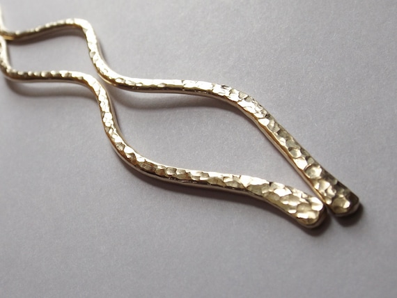 Gold Sparkle Hair Stick Set, Brass Hair Sticks, Wave Hair Sticks, Hammered Hair Stick Pins, Hair Accessories, Customizable Hair Jewelry