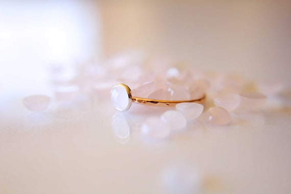 Rose Quartz Ring, Faceted Ring, Mixed Metal Stacking Ring, Unique Design, Rose Gold Ring, Gold & Silver Ring, Quartz Stacking Ring, Boho