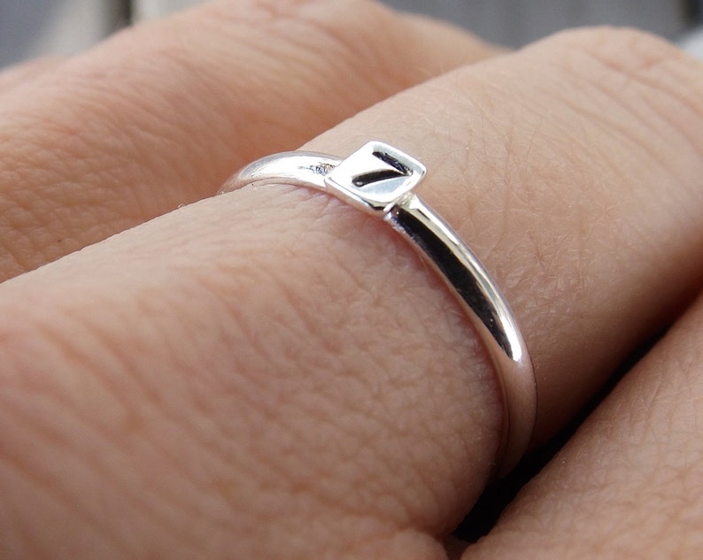 Bar Stacking Rings, Personalized Rings, Minimalist Rings, Initial Rings, Number Rings, Custom Ring, Rings, Family Rings, Letter image 3