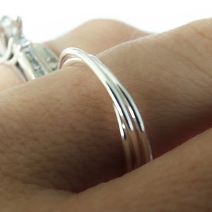 Slim Interlocking Rings, 3 Thin Sterling Bands, Tri Band Rings, Rolling rings, Stacking Rings, Minimalist Rings, Unique Rings, Rings, Simple image 3