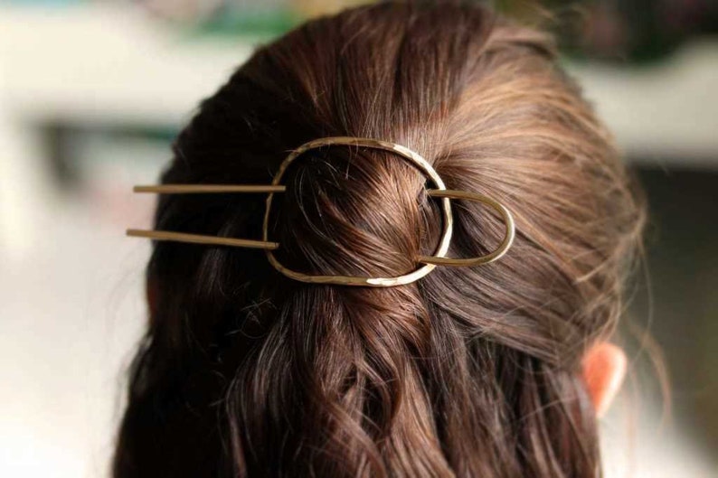 Gold Hair Slider Set, Simple Hair Stick, Bun Holder, Textured Hair Slider,Hair Pin,Simple Hair Pin,Minimalist Hair Fork Pin,Hair Accessories image 1