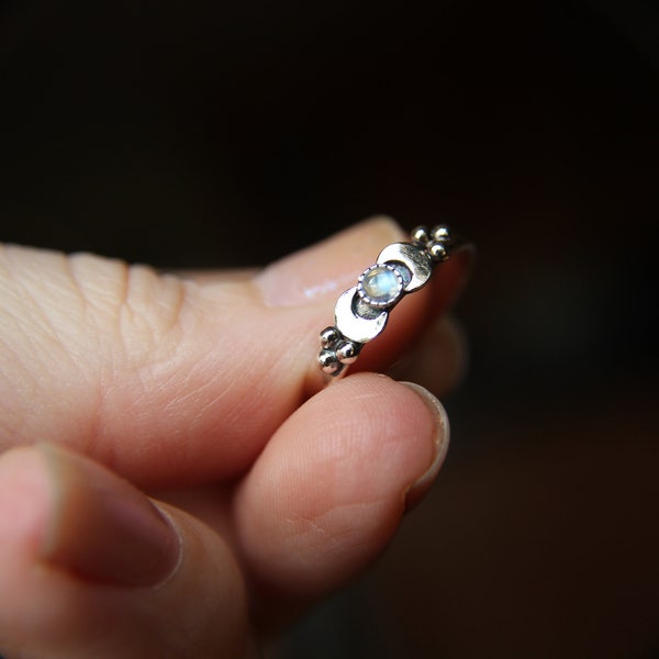 Triple Moon Goddess Ring, Moon Phase Ring, Goddess Jewelry, Moonstone Ring, Wicca Jewelry, Lunar Phases, Crescent Moon Ring, Full Moon, Gift