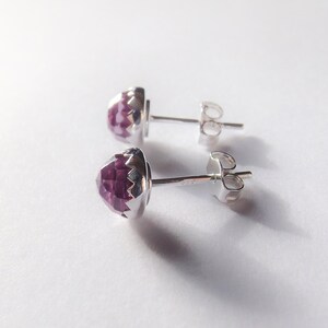 Peut inclure: Une paire de boucles d'oreilles en argent avec une pierre pr&eacute;cieuse violette au centre de chaque boucle d'oreille.