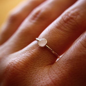 Rose Quartz Ring, Textured Quartz Ring, Gemstone Stacking Ring, Sterling Silver Quartz Ring, Quartz Stacking Ring, Rose Quartz Jewelry, Boho image 2
