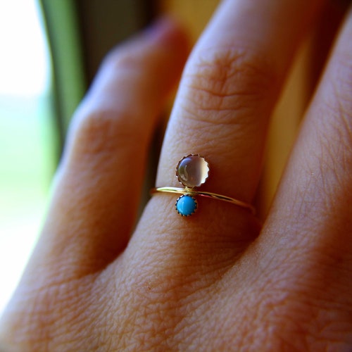 Brass Dual Moonstone Ring main image 1