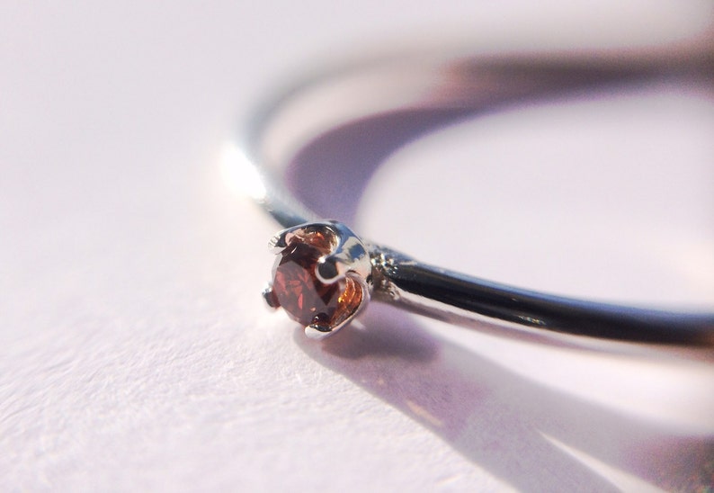 Red Diamond Ring Genuine Diamond Ring Red Diamond Slim Etsy