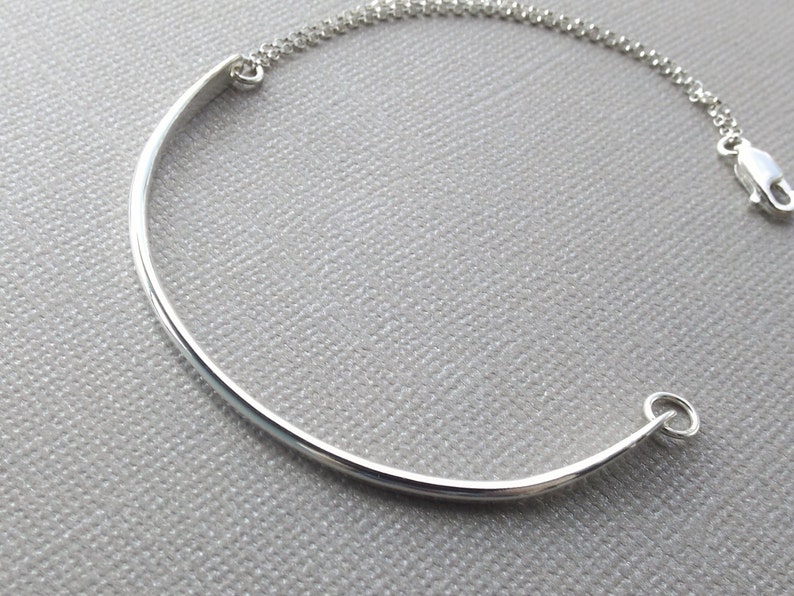 Bar & Chain Bracelet Minimalist Bracelet Sterling Silver Etsy