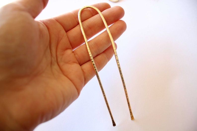 Simple Hammered Hair Fork,Copper Hair Arch,Notched Hair Stick,Hammered Hair Stick Pin,Brass Hair Accessories,Customizable Hair Jewelry image 6