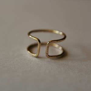Open Bar Ring,Parallel Bar Ring,Double Bar Ring,Gold Bar Ring,Modern Ring,Open Ring,Modern Minimalist Ring,Line Ring,Double Bar,Double Ring image 2