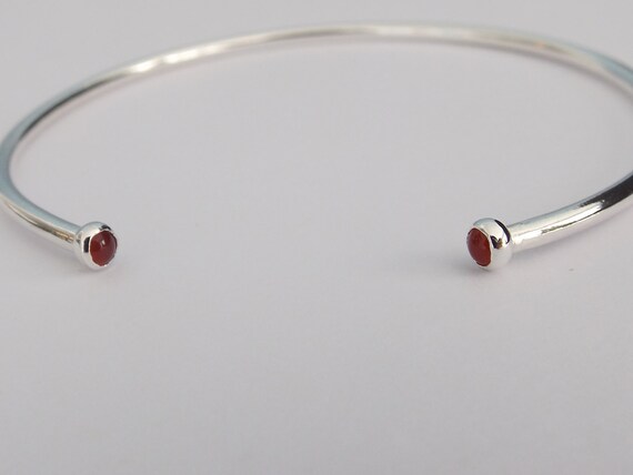 Open Silver Cuff Bracelet, Double Stone Cuff Bracelet, Carnelian Cuff, Carnelian Bracelet, Simple, Layer Bracelet, Carnelian, Horseshoe
