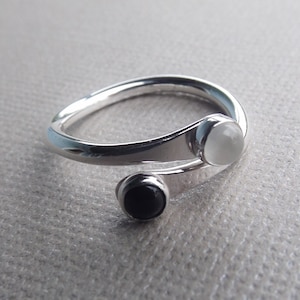 Sterling Rings, Stacking Rings, Contrast Stacking Rings, Yin and Yang Rings, Simple Thick Rings, Light and Dark Rings, Minimalist Jewelry