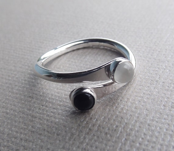 Sterling Rings, Stacking Rings, Contrast Stacking Rings, Yin and Yang Rings, Simple Thick Rings, Light and Dark Rings, Minimalist Jewelry