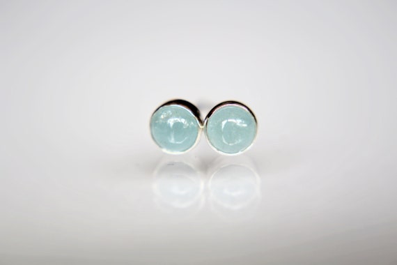 Aquamarine Earrings, Gemstone Earrings, Sterling Earrings, Post Earrings, Pale Blue Post Earrings, Small Earrings, Minimalist Earrings, Gift