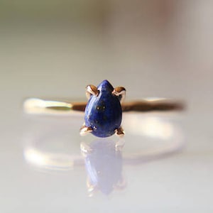 Lapis Ring, Solid Gold Ring, Gold Lapis Ring, Solid Gold Stacking Ring, Engagement Ring, Eco Friendly Recycled, Lapis Lazuli Ring, Genuine