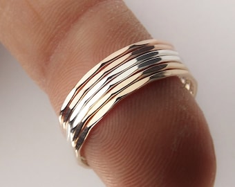 1 Super Skinny Stacking Ring, Knuckle Ring, Thumb Ring, Gold Ring, Stacking Ring, Hammered Ring, Skinny Ring, Thin Rings, Textured Ring