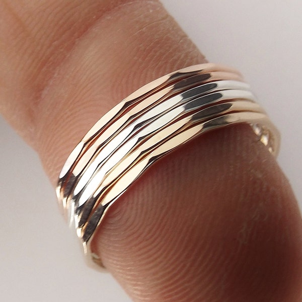 1 Super Skinny Stacking Ring, Knuckle Ring, Thumb Ring, Gold Ring, Stacking Ring, Hammered Ring, Skinny Ring, Thin Rings, Textured Ring