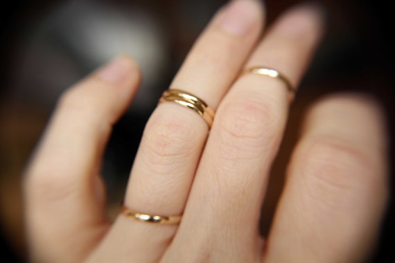 Set of 4 Knuckle Rings, Knuckle Rings, Knuckle Ring Set, Stacking Rings, Above Knuckle Ring, Slim Knuckle Rings, Half Round Rings, Gold,Gift