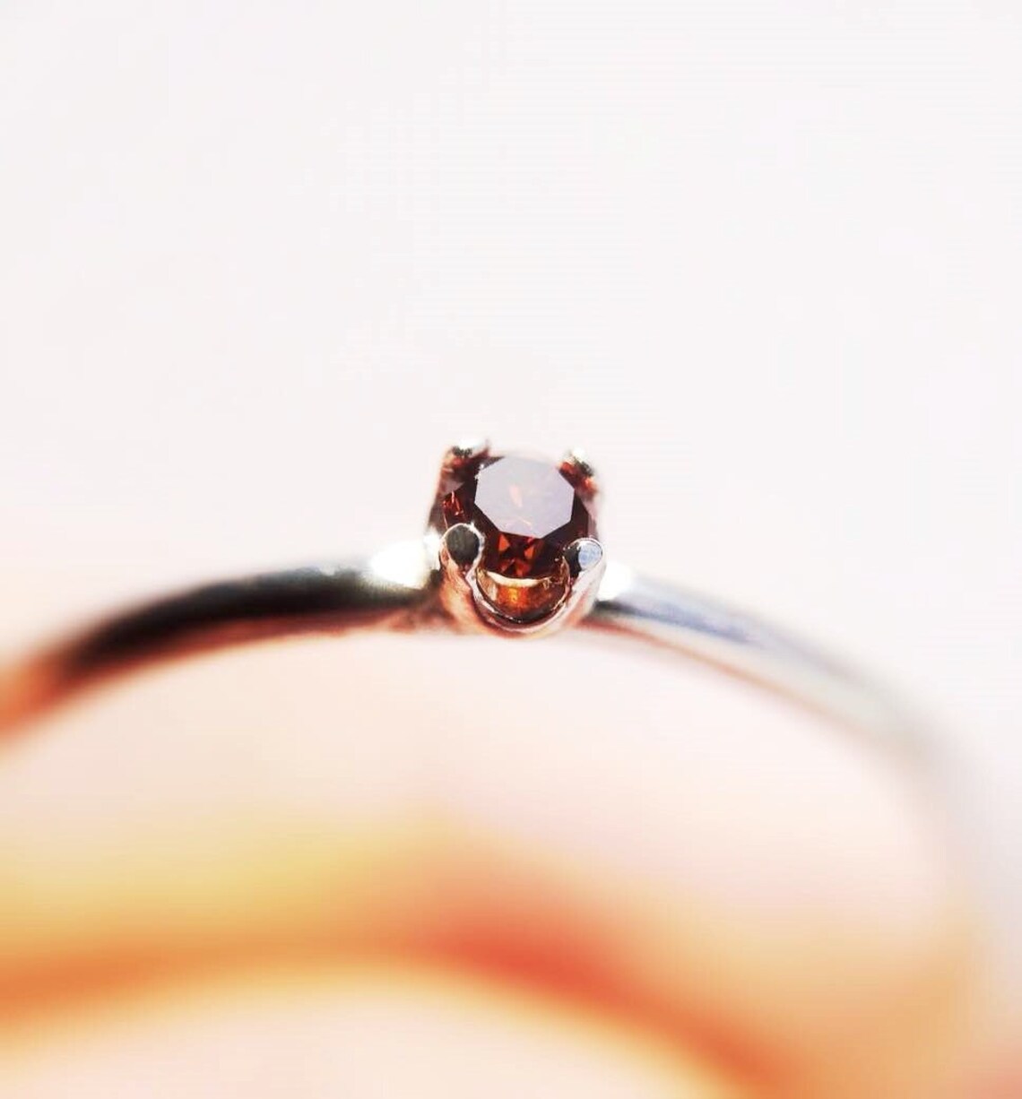 Red Diamond Ring Genuine Diamond Ring Red Diamond Slim Etsy