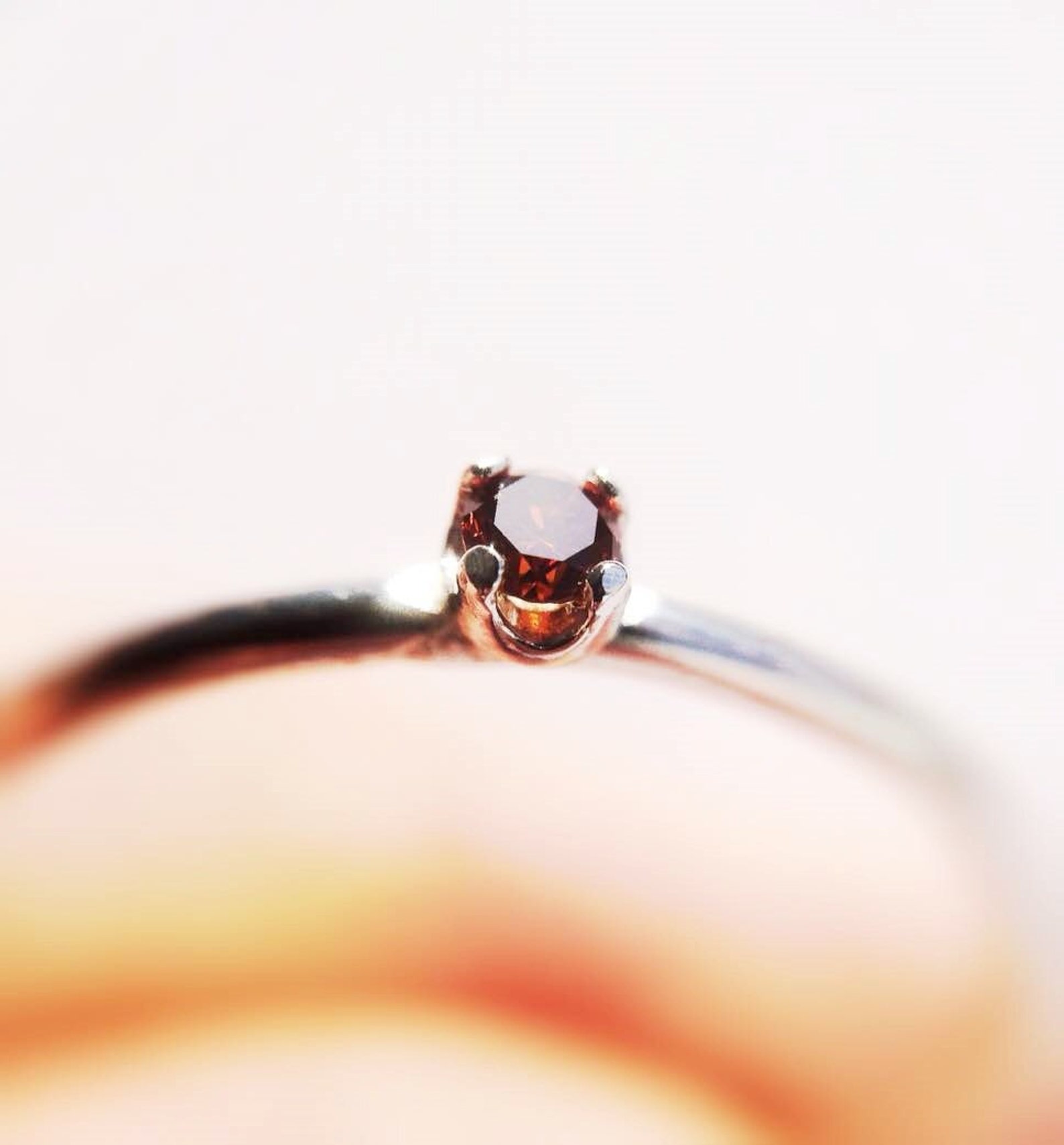 Red Diamond Ring, Genuine Diamond Ring, Red Diamond, Slim Ring, Minimalist Ring, Gift, Gemstone