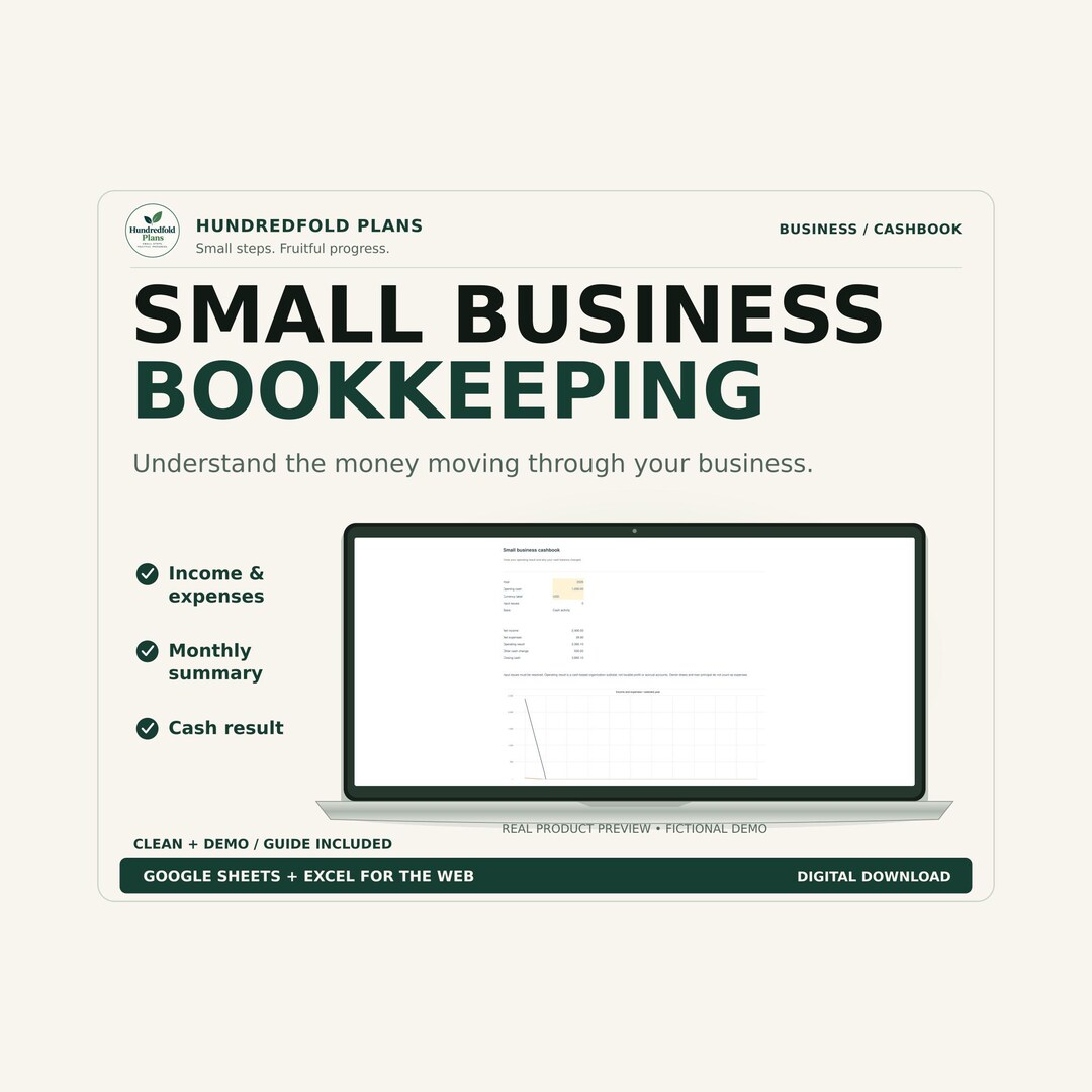 Small Business Bookkeeping Spreadsheet | Google Sheets & Excel for the ...