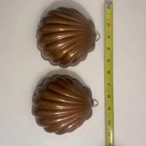 Vintage Copper Scallop Shell Molds. Set of 2.