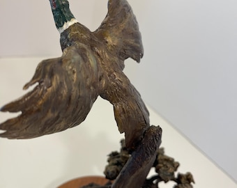 Signed Bronze Sculpture by Raymond Rogers, "Fall Flight" Artist Proof Wildlife Art