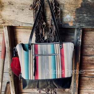 Cowhide & serape with LV patch & Fringe Large Purse – Rustic Cactus