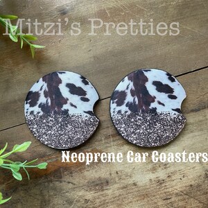Glitter Cowhide Coaster Set