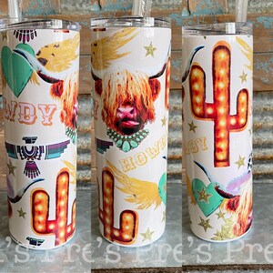 Howdy Western 20 oz Skinny Tumbler w/ Lid