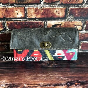 HECHO A PEDIDO Mom Wallet w / Zipper Pocket, 12 ranuras para tarjetas y cuero