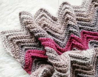 Crochet PATTERN - The Barton blanket / Chunky Crochet Wool Throw Blanket Afghan