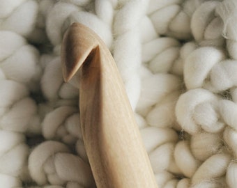 OOAK Wood Crochet Hook, Size T (30 mm), Ergonomic, Wooden Crocheting Tool, Handcrafted Wooden Crochet Hooks