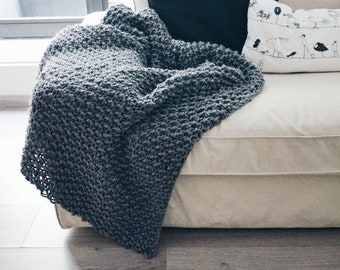 Bulky Knit Throw Blanket Pattern: Easy Afghan (PDF Pattern)