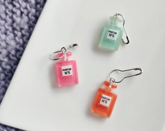 Progress keepers perfume, stitch markers, row counter, chain counter, gift for a knitter, crochet, knitting, cute kawaii