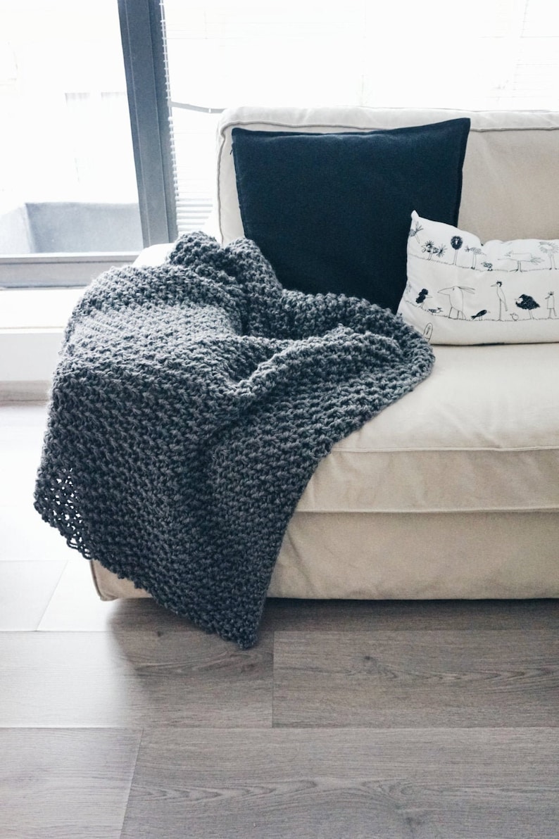 Blanket Knitting Pattern / Throw Blanket Knitting Pattern / Afghan Knitting Pattern / Bulky Blanket Knitting Pattern / Afghan Pattern image 1