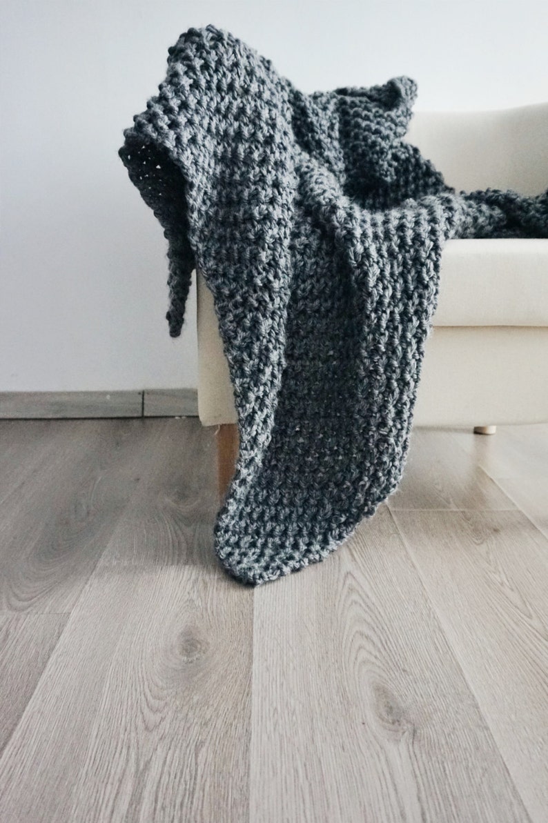 Blanket Knitting Pattern / Throw Blanket Knitting Pattern / Afghan Knitting Pattern / Bulky Blanket Knitting Pattern / Afghan Pattern image 4