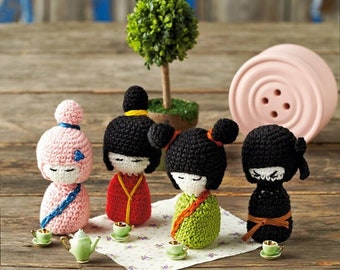 Amigurumi Crochet Kokeshi & Ninja Doll PDF Pattern-INSTANT DOWNLOAD