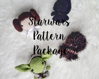 Amigurumi Discount Pattern Package - ALL FOUR CHARACTERS- Amigurumi Star Wars -Crochet Star Wars Pattern-