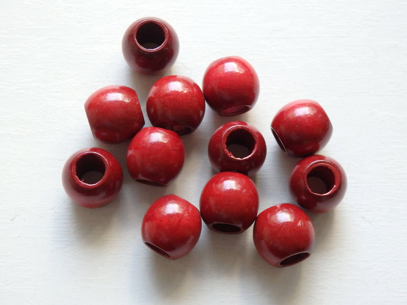 XL Wood Beads TWELVE Cs. Extra Large Red Wood Beads With Wide Etsy