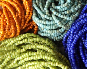 Tiny handmade glass beads from Java Indonesia, 1.5-2mm, EXTRA LONG STRAND, (46&quot;/116cm), Choose from four colours!  Handmade glass seed beads