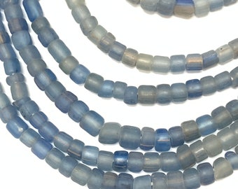Denim Blue Java Glass Beads 5mm Indonesia Cylinder 24 Inch Strand 