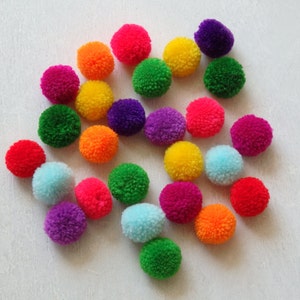 25 Hmong hill tribe pom poms, assorted colours, approx. 14-16mm, 1/2, ethnic yarn pom poms, SMALL size, colourful loose pompoms, 25 pcs. image 2