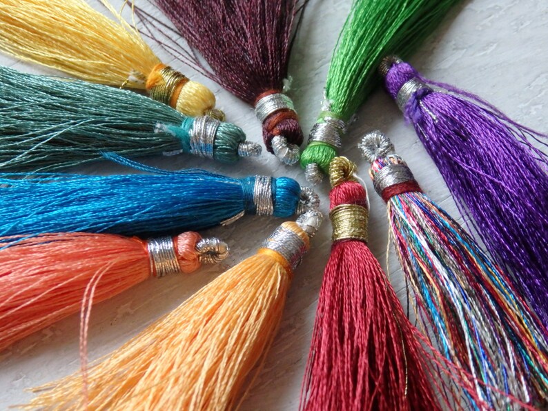 10 Indian Silk Tassels Small Silk Mala Tassels Silk Jewelry Etsy