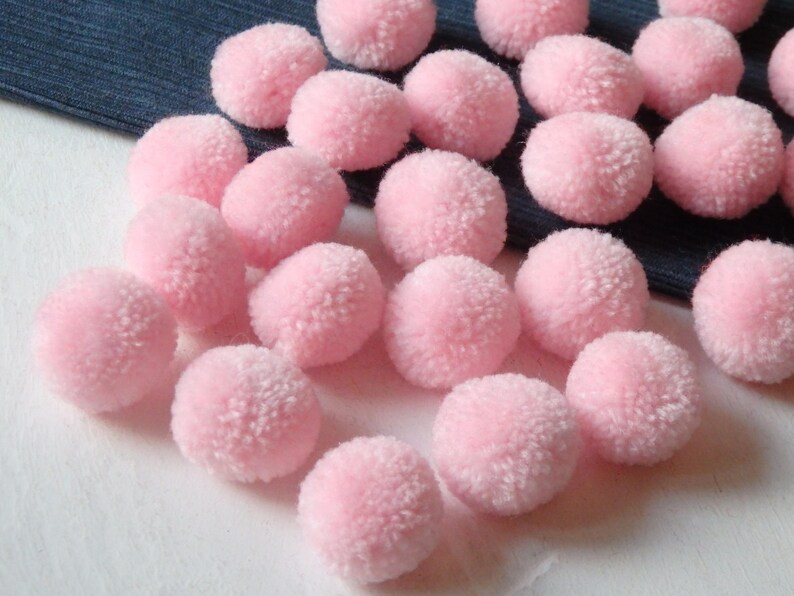 25 Hmong hill tribe pom poms handmade ethnic yarn pom poms LIGHT PINK approx 25 pcs. 1 20-25mm Standard size