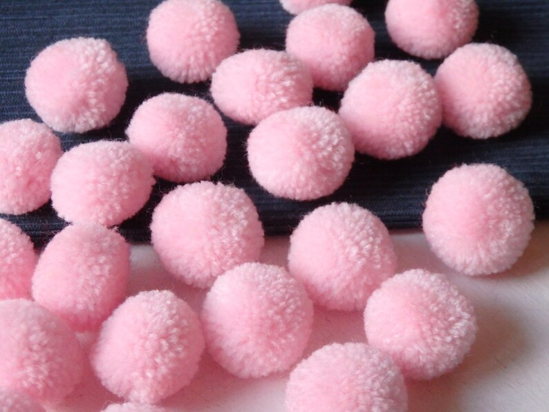 25 Hmong hill tribe pom poms handmade ethnic yarn pom poms LIGHT PINK approx 25 pcs. 1 20-25mm Standard size