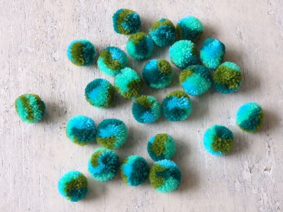 Pom Poms, Solid Color, 1.0-inch (25-mm), 50-pc, Turquoise Blue